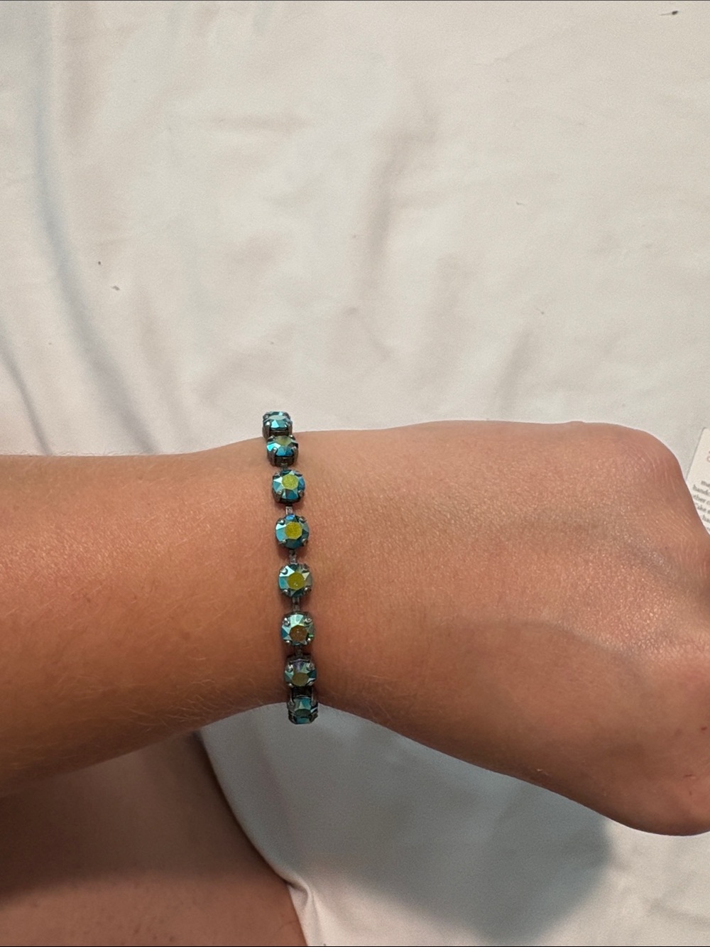Sabika Iridescent Crystal Bracelet in Gunmetal with Multicolor Flash